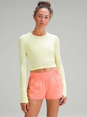 Lululemon Swiftly Tech Cropped Long Sleeve Electric Lemon/Bone 6